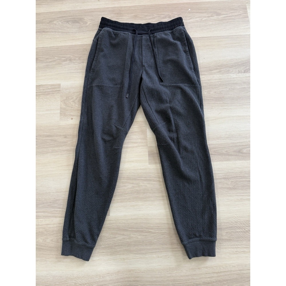 Lululemon At Ease Jogger Mens Size Medium Heathered Black Textured Knit Pants